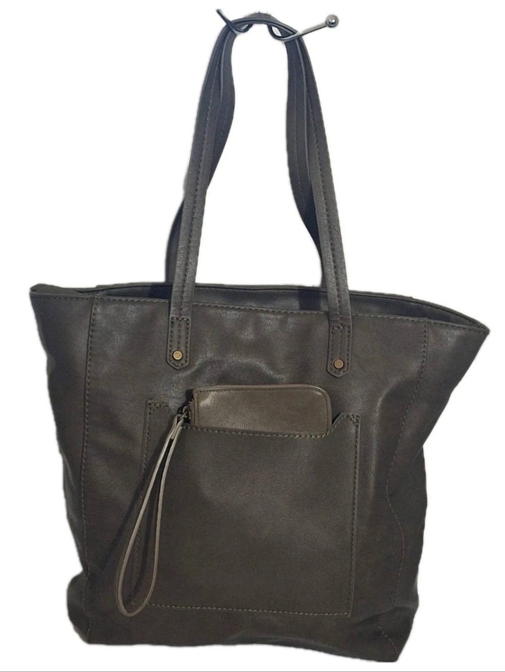 Universal Thread Large Green Faux Leather Tote Bag Purse W Wristlet Wallet EUC